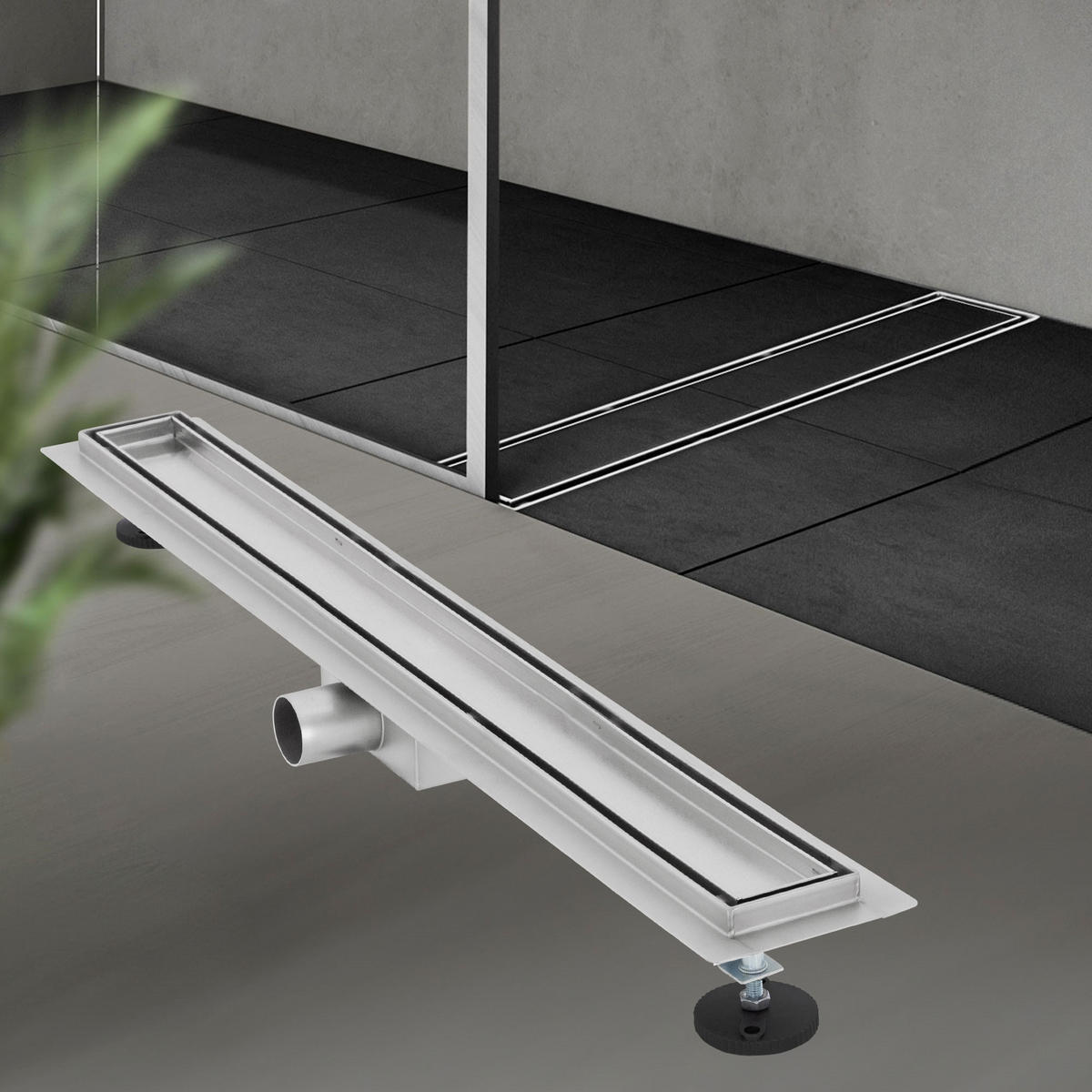 DUSCHRINNE 80cm - Silberfarben, Metall (13.9/7.8/84cm) - LuxeBath