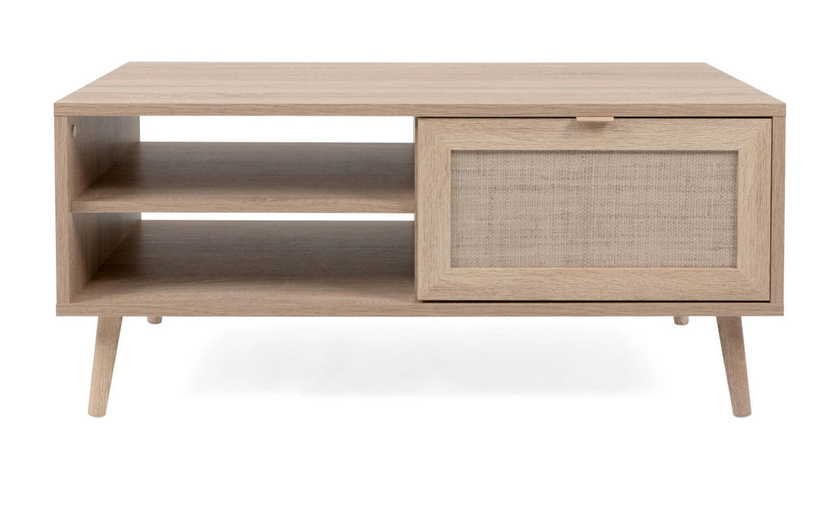 COUCHTISCH Eiche Sonoma, Bast-Dekor 100 cm, Wohnzimmertisch mit Ablage - Eichefarben/Sonoma Eiche, Holz/Holzwerkstoff (100/60/40cm) - Furn.Design
