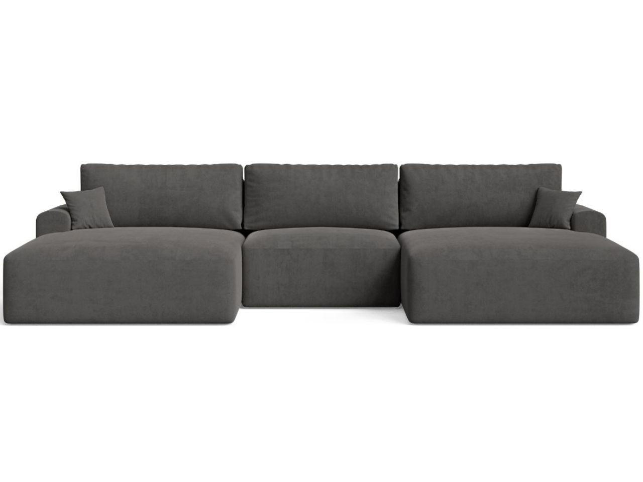 ECKSOFA U Serene Dunkelgrau - Dunkelgrau, Holz/Textil (391/145cm) - Graingold