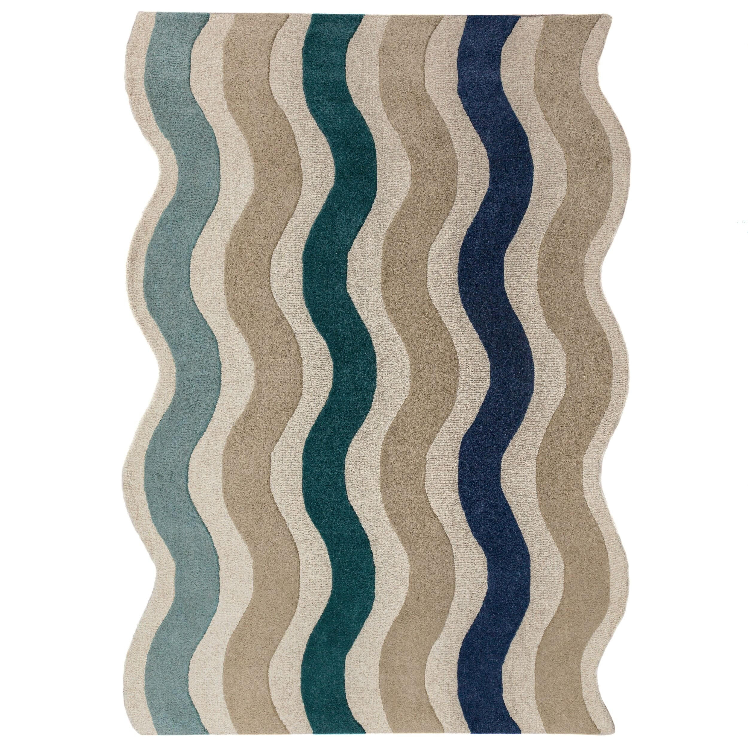 Kadima Design Wollteppich Beige, Blau 200x290 cm