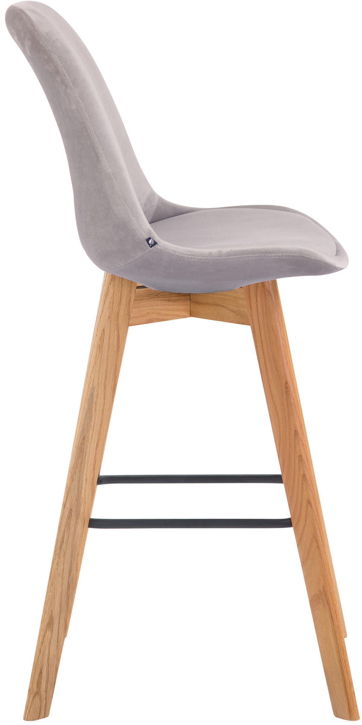 BARHOCKER Medoc, 2er Set, Gestell Natura, Samt Grau - Naturfarben/Grau, Holz/Textil (48/100/56cm) - TPFLiving