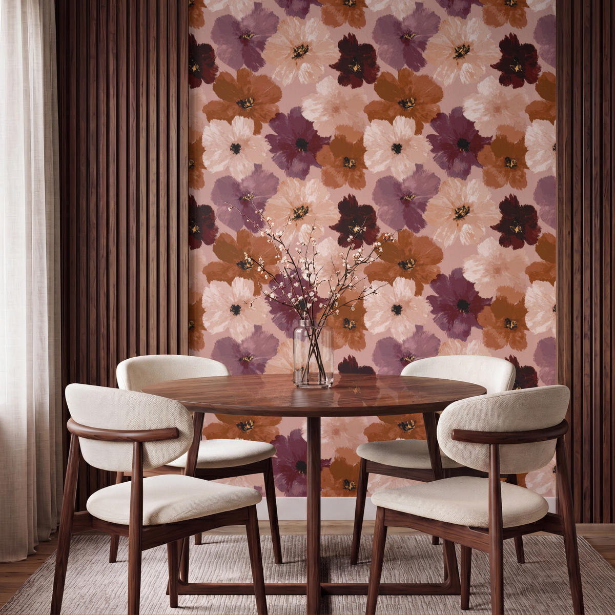 TAPETE - Blumen - Abstrakt - Erdtöne - 160x220 cm - Multicolor, Papier (160/220cm) - OnlyWow