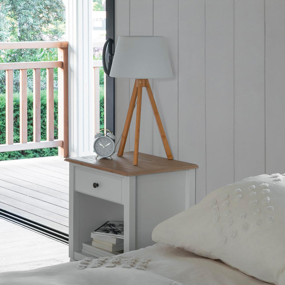 NACHTTISCH mit Schublade Solen 45/40/61 cm - Weiß, Holz/Holzwerkstoff (40/61/45cm) - Atmosphera Createur d´interieur
