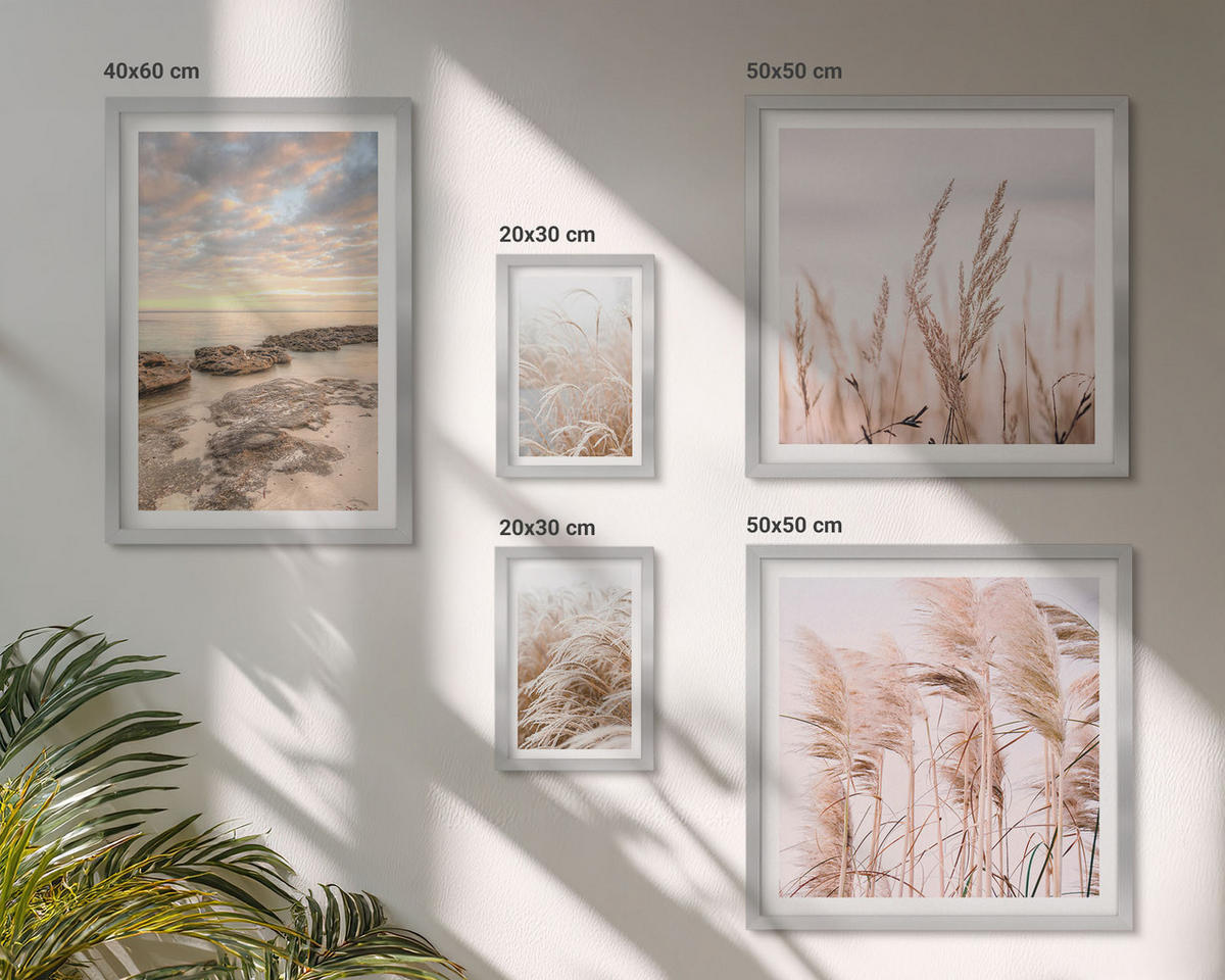 BILDER SET 5er Set - 50x50 cm & 20x30 cm & 40x60 cm Silberner Rahmen - Meerblick von Venedig - Silberfarben, Kunststoff (40/60cm) - TULUP