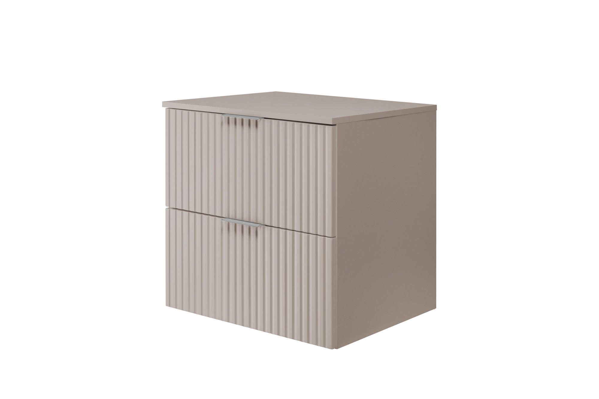 WASCHBECKUNTERSCHRANK, Kaschmir, 60 x 57 x 46 cm, silberner Griff + Arbeitsplatte - Beige/Silberfarben, Holzwerkstoff (60/57/46cm) - 3XE LIVING