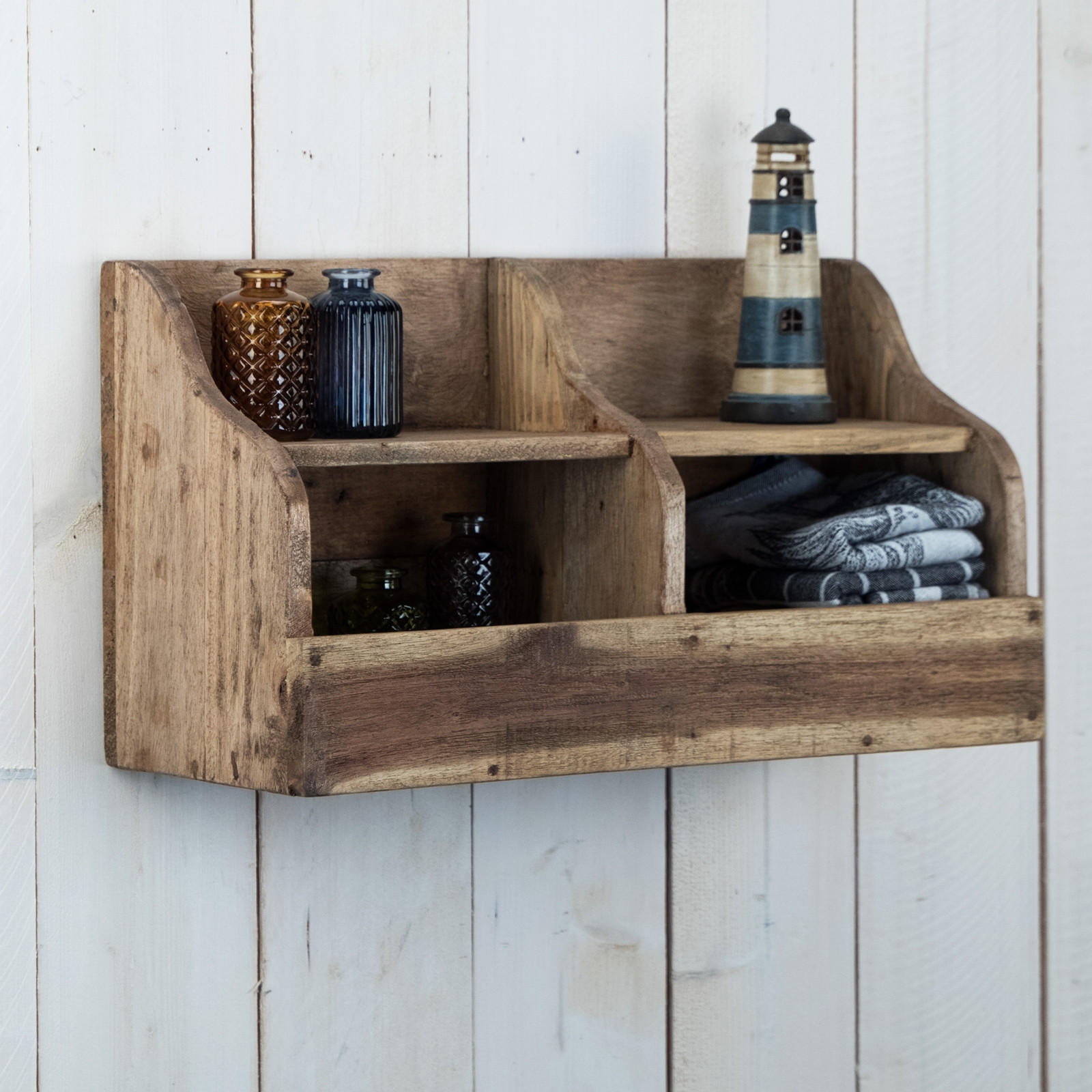 WANDREGAL Storage 40 Mahagoni Massivholz, 2 Fächer naturfarben - Naturfarben, Holz (40/25/20cm) - DESIGN DELIGHTS