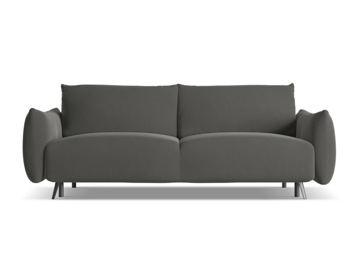 3-SITZER SOFA mit Schlaffunktion Samt Stoff Grau - Dunkelgrau/Schwarz, Textil/Metall (230/86/105cm) - Makamii