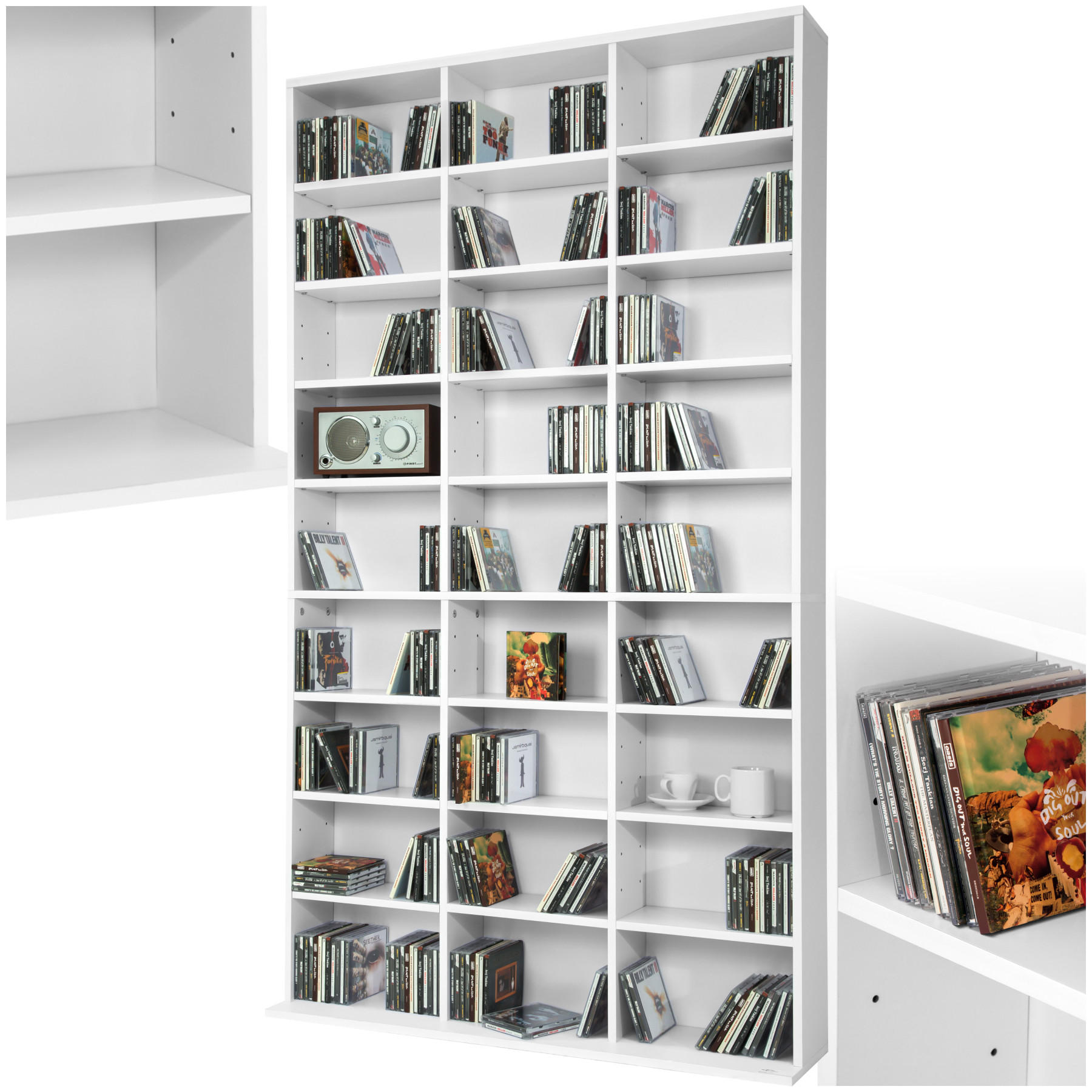 CD/DVD Regal Christel,180 x 102 x 23,5 cm,weiß - Weiß, Holz (23.5/180/102cm) - tectake