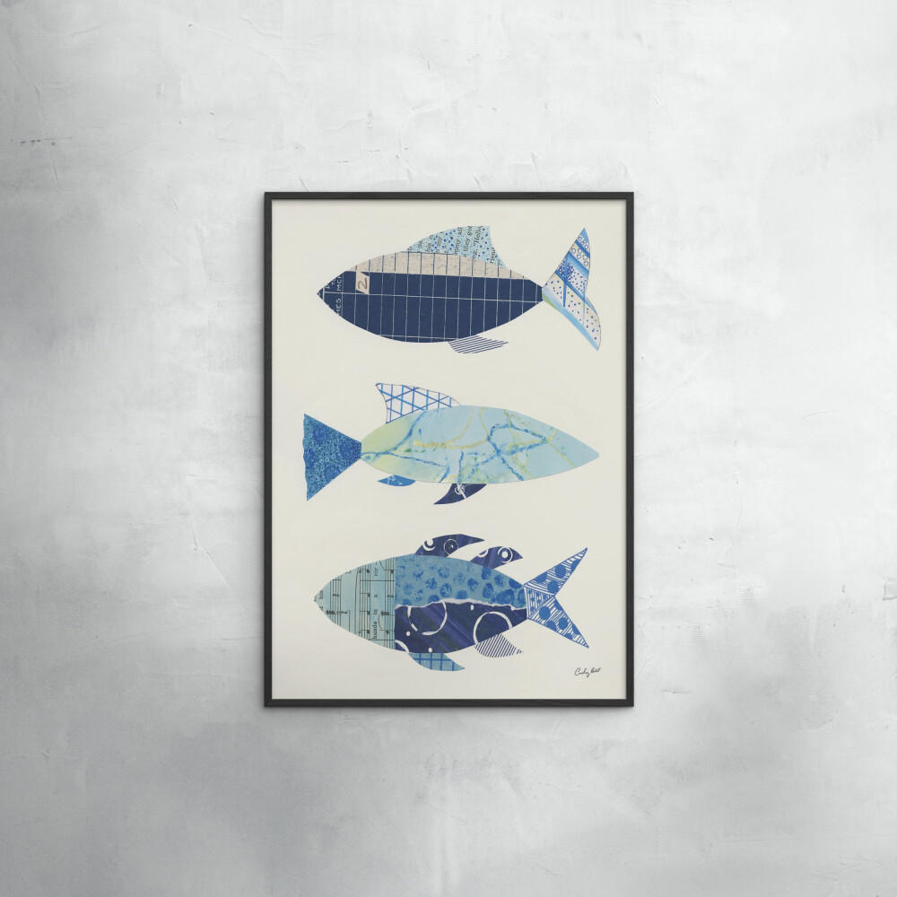 POSTER mit Rahmen Wild Apple - Go With the Flow IV - Blau/Schwarz, Holz/Papier (70/100cm) - Poster&Frame