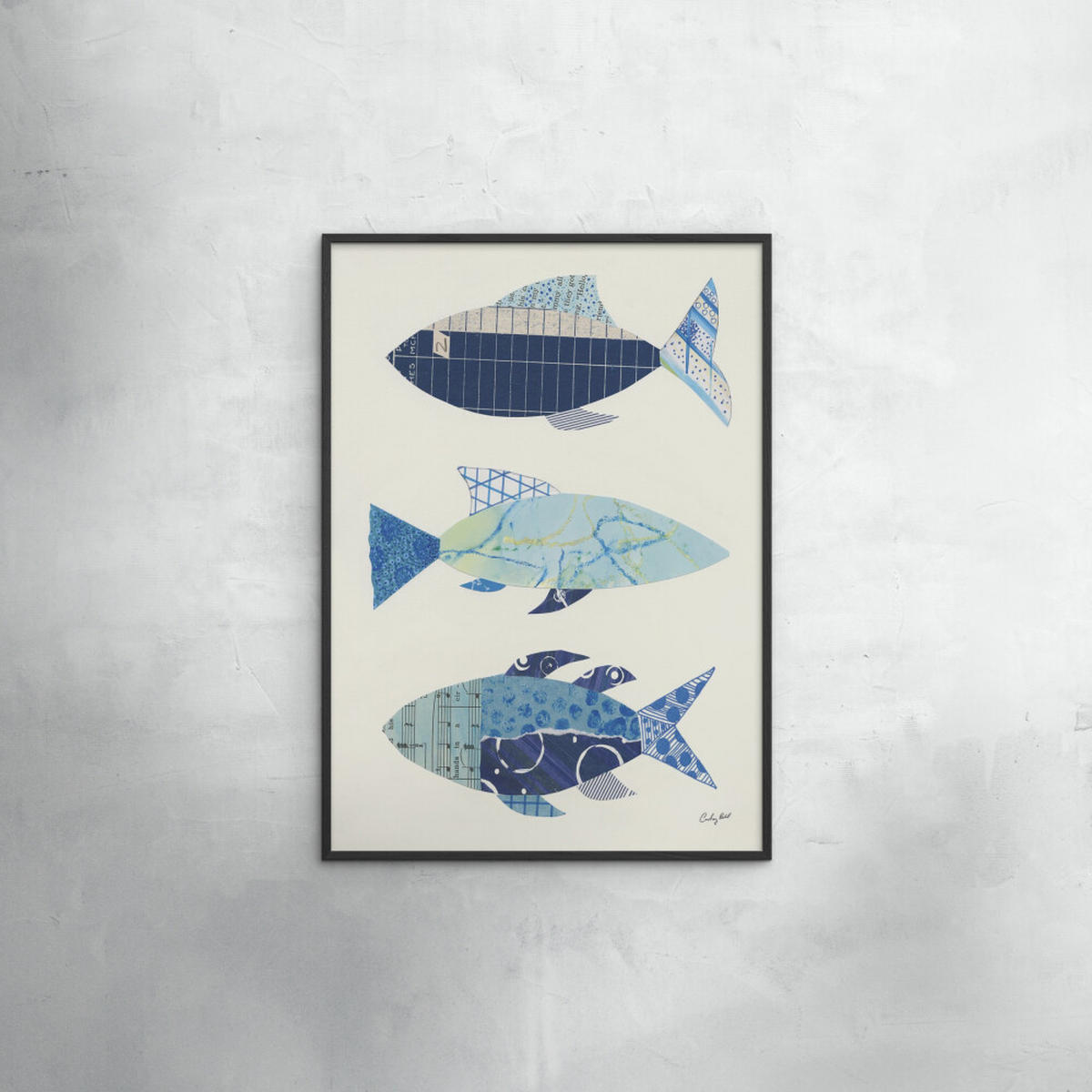 POSTER mit Rahmen Wild Apple - Go With the Flow IV - Blau/Schwarz, Holz/Papier (70/100cm) - Poster&Frame