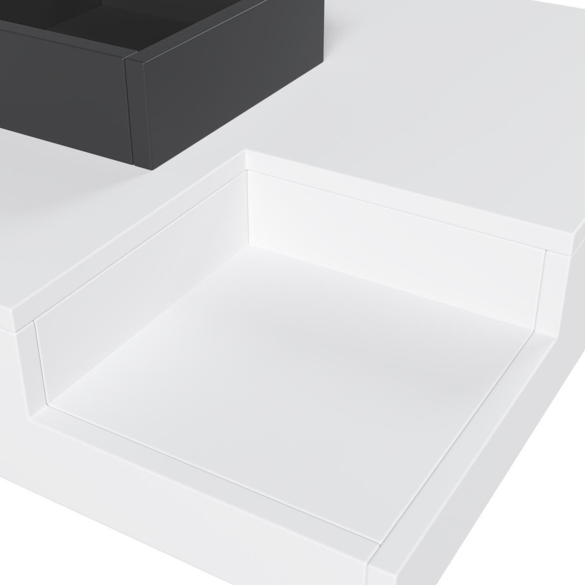 COUCHTISCH aus Spanplatte 72x72x30 cm Schwarz-Weiß mit LED-Beleuchtung und abnehmbarer Aufbewahrungsbox - Weiß, Holzwerkstoff (72/72/30cm) - IVMEU