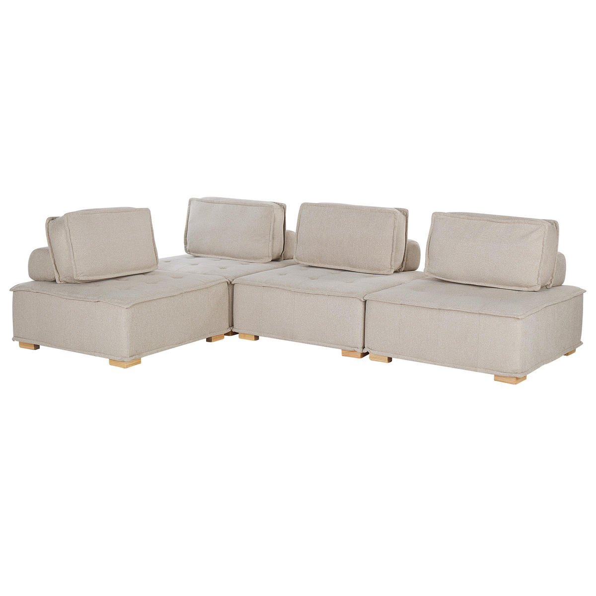 ECKSOFA Modul 4-Sitzer rechtsseitig Hellbeige Stoff Tibro - Beige/Braun, Textil (300/200cm) - Beliani