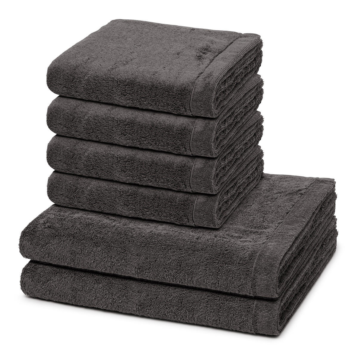 FROTTIERSET Lifestyle 6-teilig - Dunkelgrau, Textil (50/100cm) - Cawoe