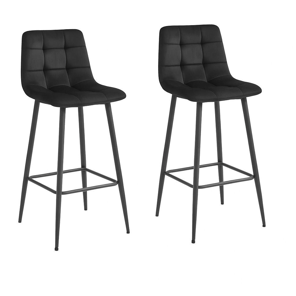 BARHOCKER 2er-Set Schwarzer Samt, Gepolsterte Rückenlehne, Bequem Und Modernes Design Für Die Küche Oder Die Theke - Schwarz, Textil (46/104/33cm) - Best For Home