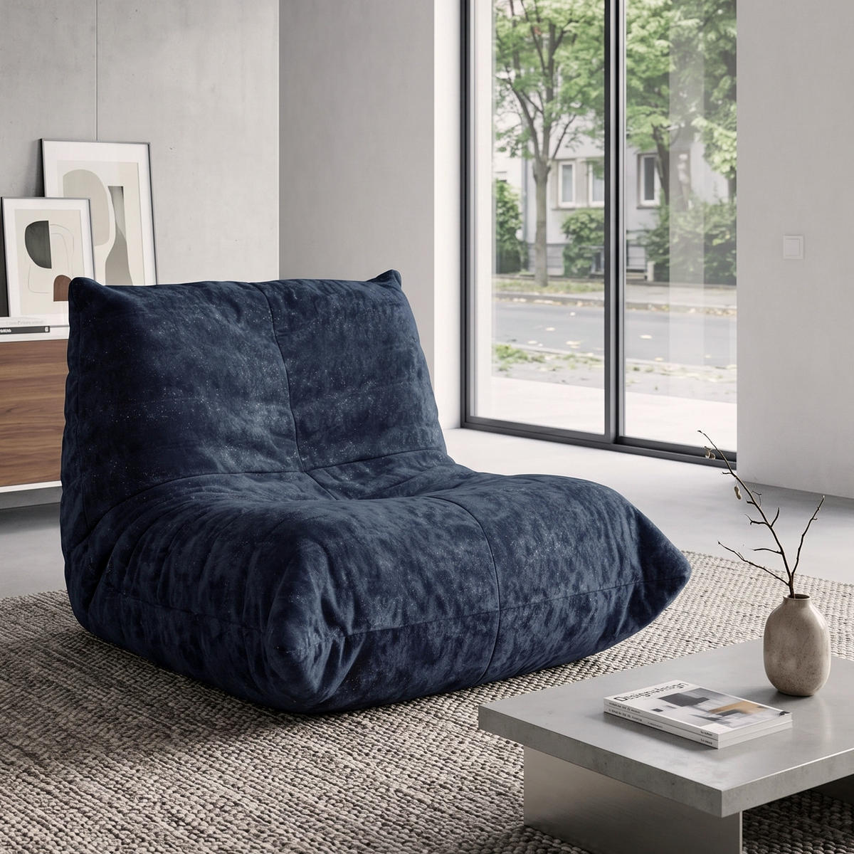 CANAPEA extensibilă, pat multifuncțional 90x200 cu birou extensibil - albastru, material textil (90/80/100cm) - Urban Meuble