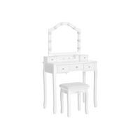 SCHMINKTISCH MIT HOCKER - Weiß, Holzwerkstoff (40/139/80cm) - Hansiro