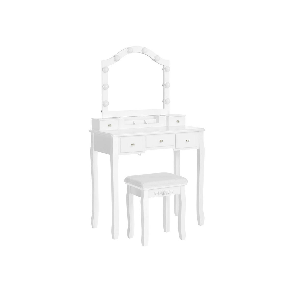 SCHMINKTISCH MIT HOCKER - Weiß, Holzwerkstoff (40/139/80cm) - Hansiro