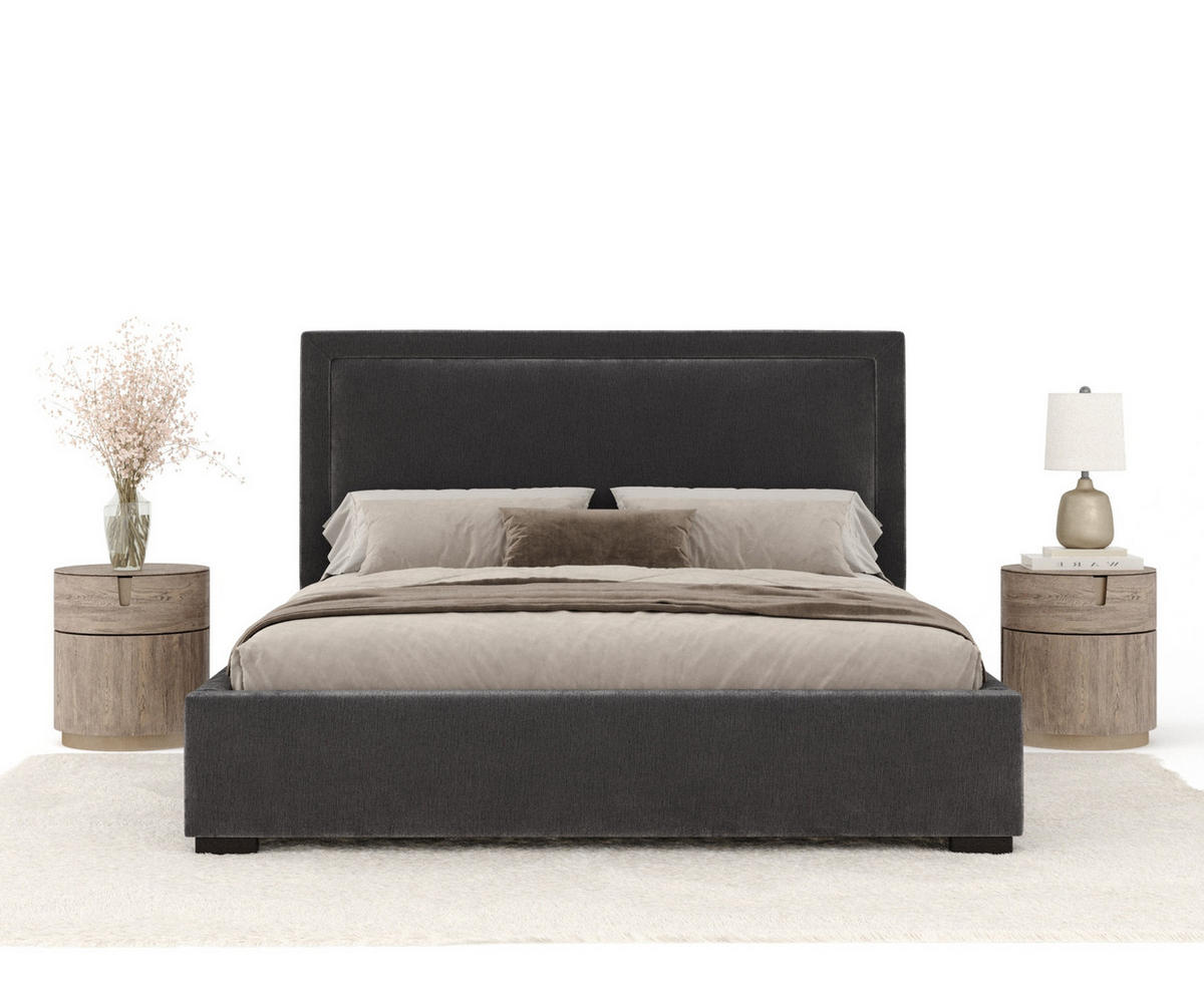POLSTERBETT Ordina Dunkelgrau 140/200 cm im Chenille-Stoff - Dunkelgrau/Schwarz, Holz/Holzwerkstoff (140/200cm) - Maison de Reve
