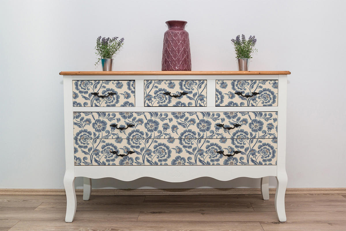 MÖBELAUFKLEBER 100x50 cm Klassische Blumen - Blau, Kunststoff (100/50/50cm) - TULUP