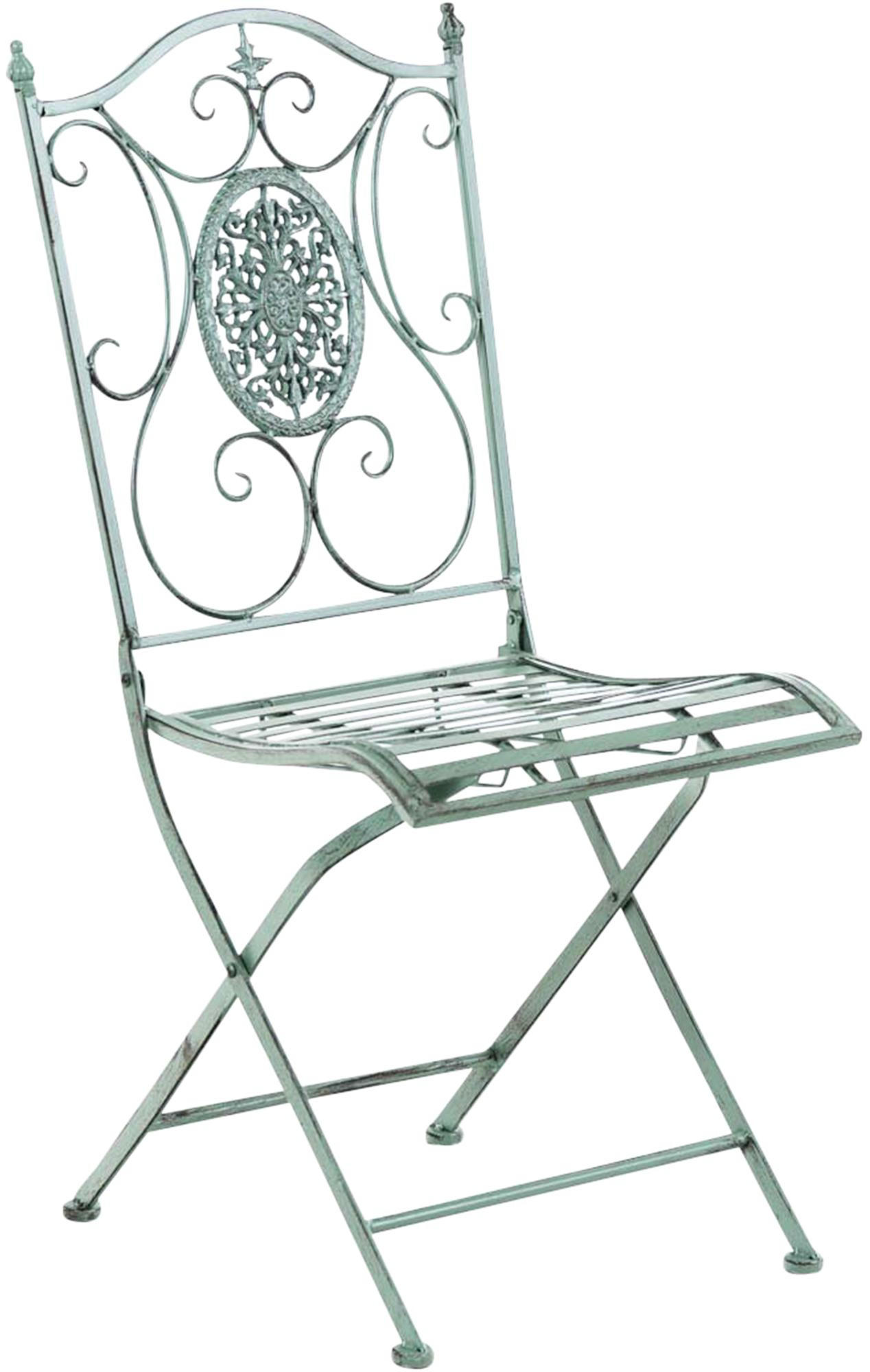 GARTENKLAPPSTUHL Metall Antik-Grün - Grün, Metall (42/91/49cm) - CLP
