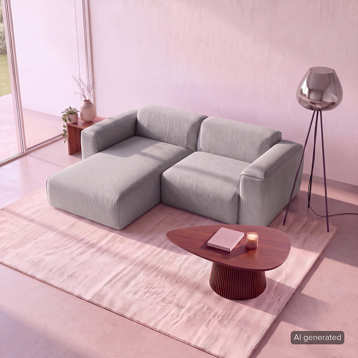 1,5-SITZER ECKSOFA mit Longchair - Hellgrau/Schwarz, Kunststoff/Textil (260/173cm) - home24