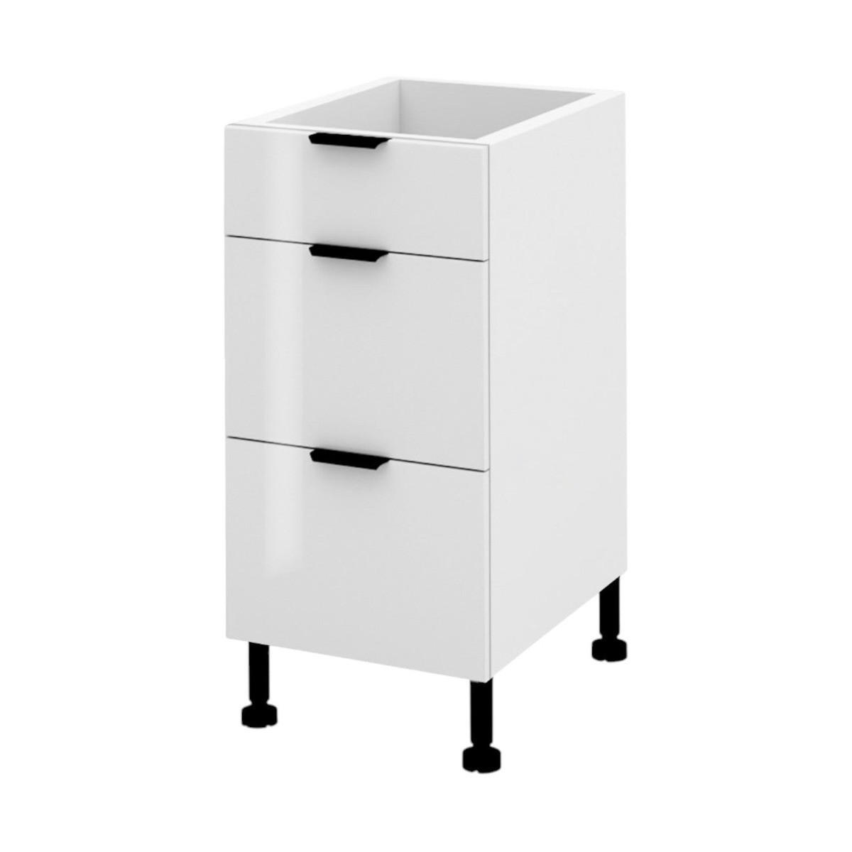 SCHUBLADENSCHRANK – 40 cm – KU-D40S3 – Lunara – Weiß Hochglanz - Weiß Hochglanz, Holzwerkstoff (40/72/52cm) - hi-markt