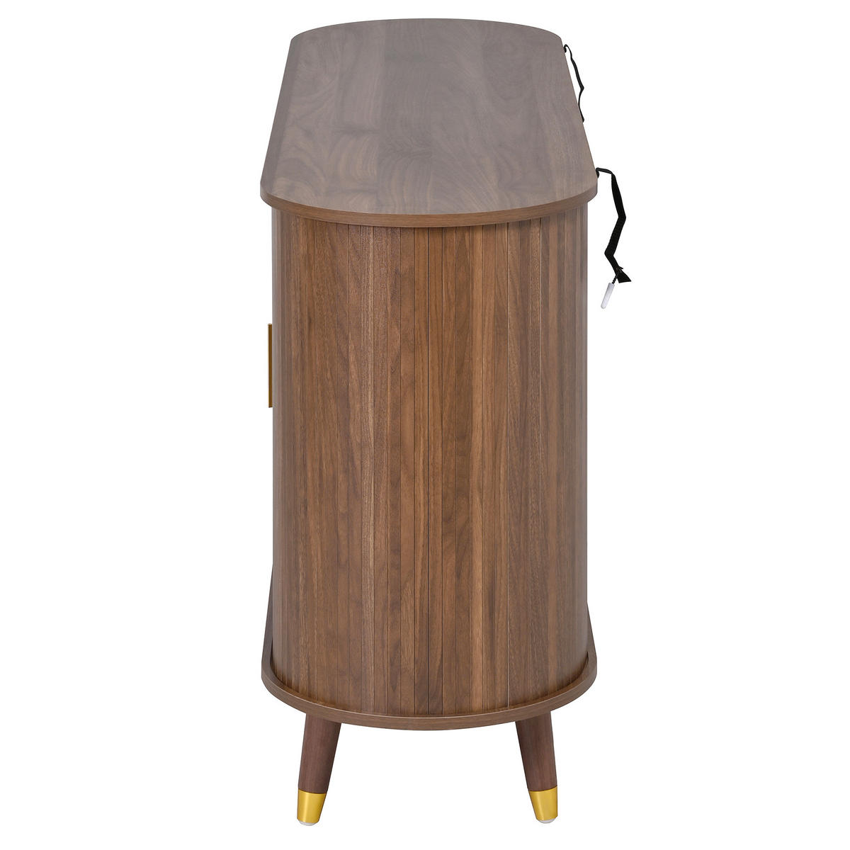 SIDEBOARD vertikale Maserung Schiebetüren 2 Schubladen modern - Walnussfarben, Holzwerkstoff (40/79.5/140cm) - FLIEKS