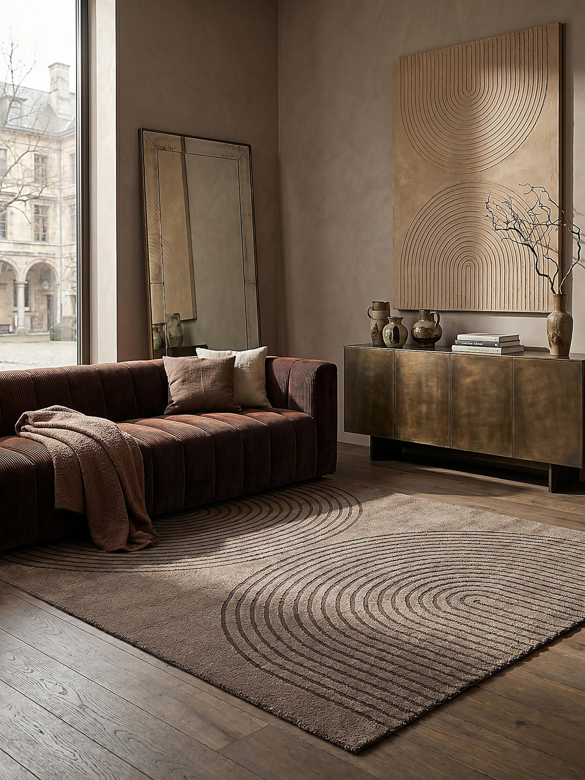 KURZFLORTEPPICH Geometrisch MUOTA Polypropylen Braun 240 x 340 cm - Braun, Textil (240/340cm) - KADIMA DESIGN