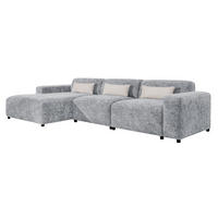ECKSOFA L Form Jughlio Hellgrau 331/165/75 cm Links mit Schlaffunktion - Hellgrau/Schwarz, Kunststoff/Textil (165/331cm) - AX Living
