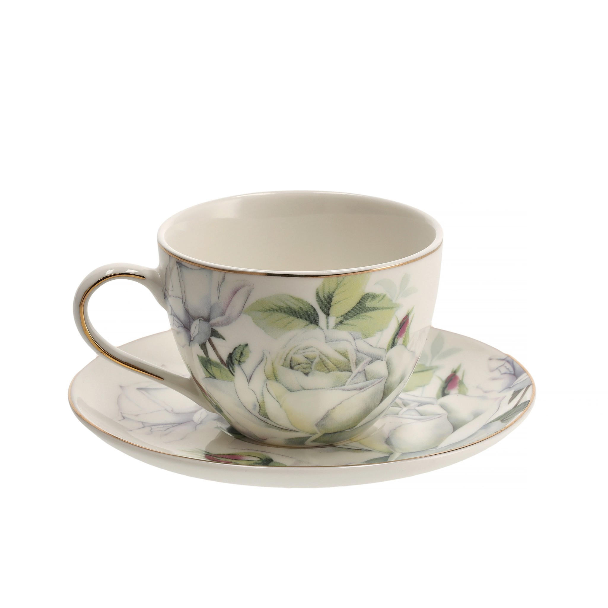 TASSE MIT UNTERTASSE Arrosa - Weiß, Keramik (14.5/7/14.5cm) - home&you