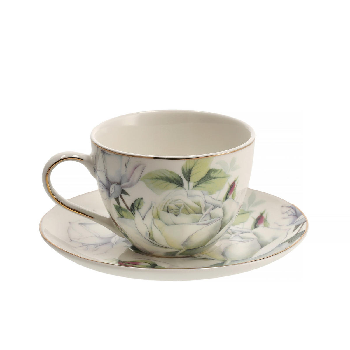 TASSE MIT UNTERTASSE Arrosa - Weiß, Keramik (14.5/7/14.5cm) - home&you