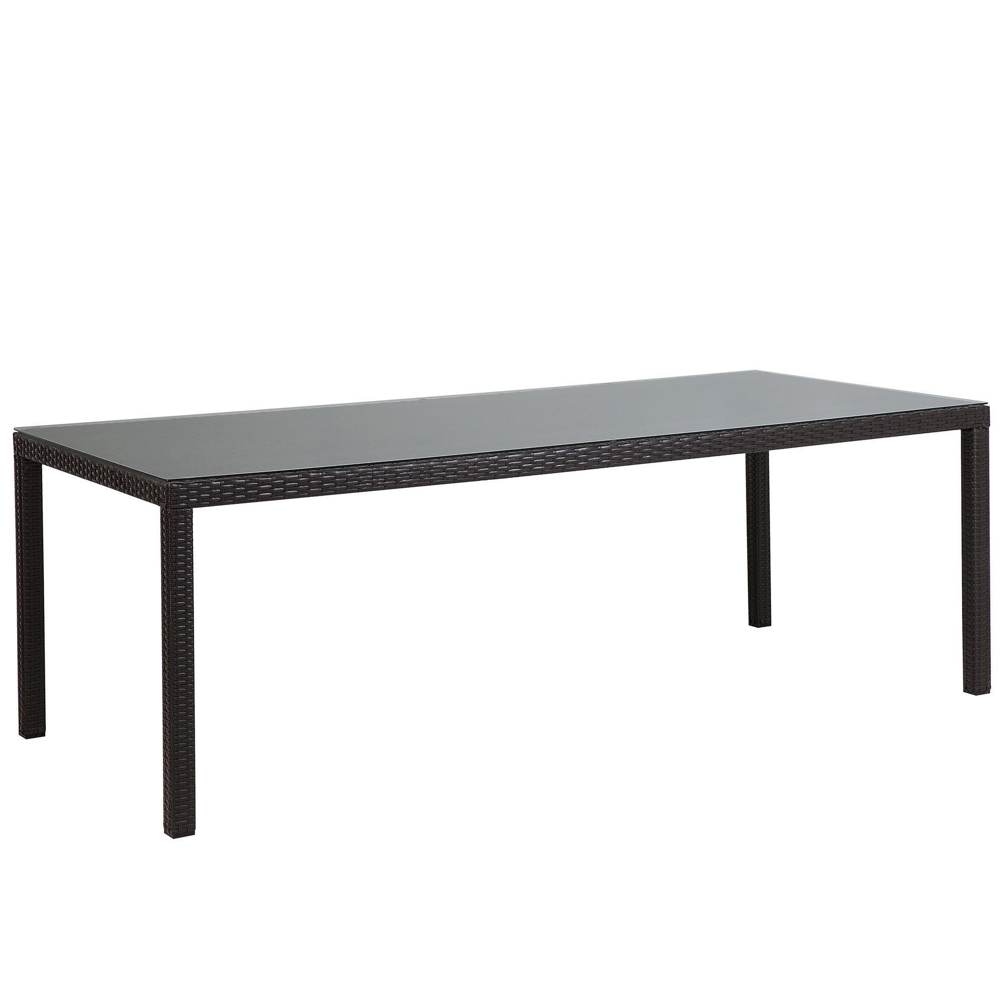 GARTENTISCH Rattan dunkelbraun 220/100 cm Italy - Dunkelbraun, Kunststoff (220/100/74cm) - Beliani
