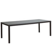 GARTENTISCH Rattan dunkelbraun 220/100 cm Italy - Dunkelbraun, Kunststoff (220/100/74cm) - Beliani