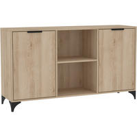 KOMMODE Home mit 2 Türen, mit Griffen, eiche Artisan - Schwarz/Eiche Artisan, Holzwerkstoff (150/85/40cm) - Beautysofa