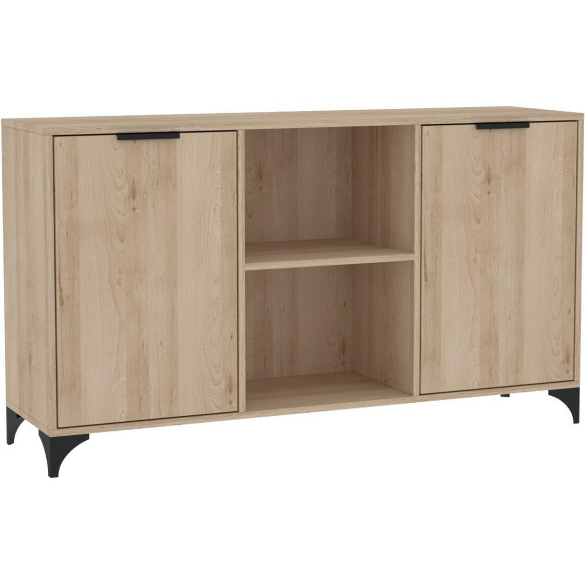 KOMMODE Home mit 2 Türen, mit Griffen, eiche Artisan - Schwarz/Eiche Artisan, Holzwerkstoff (150/85/40cm) - Beautysofa
