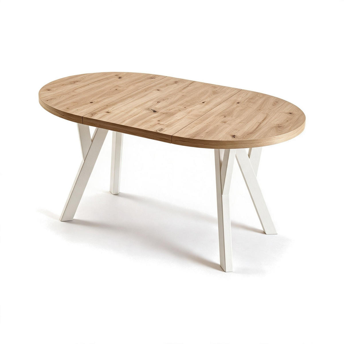 ESSTISCH ausziehbar rund ATO, 100-200 cm, Dekor Artisan, weiße Holzbeine - Dunkelbraun/Weiß, Holzwerkstoff/Buchenholz (100/100/77cm) - VENASI MÖBEL