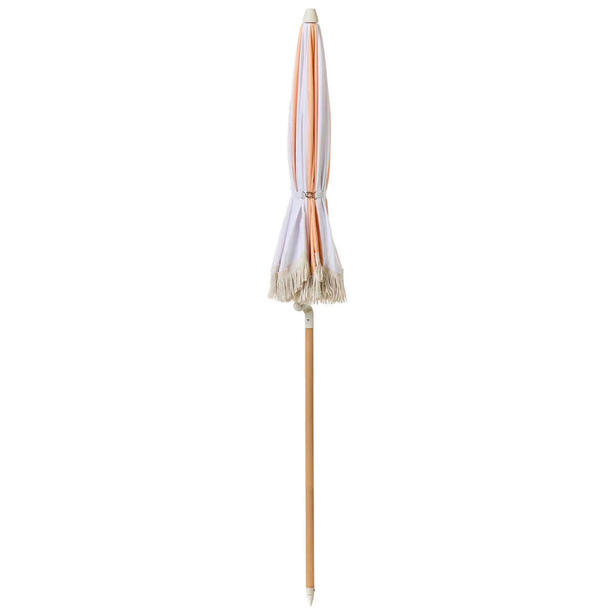 SLUNEČNÍK 155 cm Oranžový Mondello - bílá/pomerančová, dřevo (155/155cm) - Beliani
