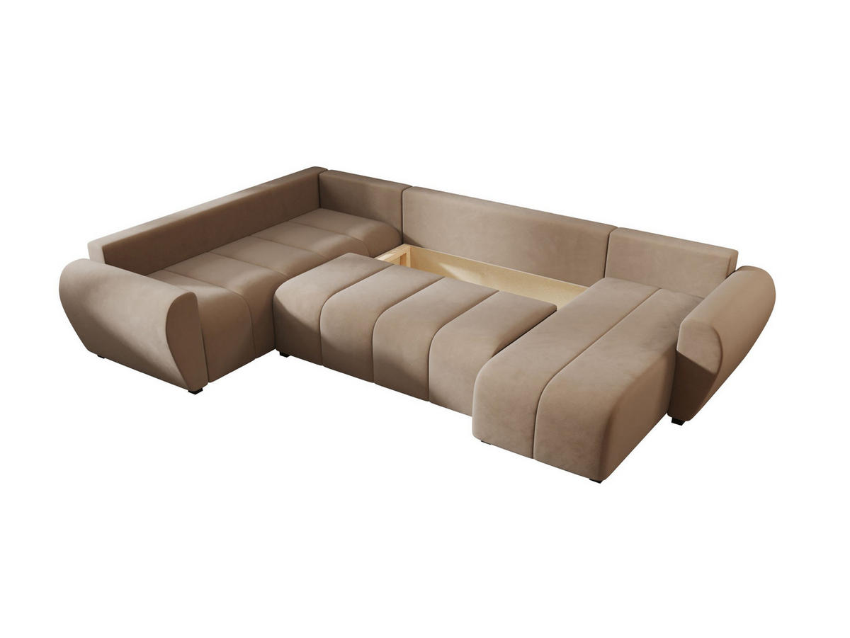 WOHNLANDSCHAFT MOLISA U PLUS Itaka 48 Rechts mit Schlaffunktion - Braun, Textil (303/82/208cm) - Bedante