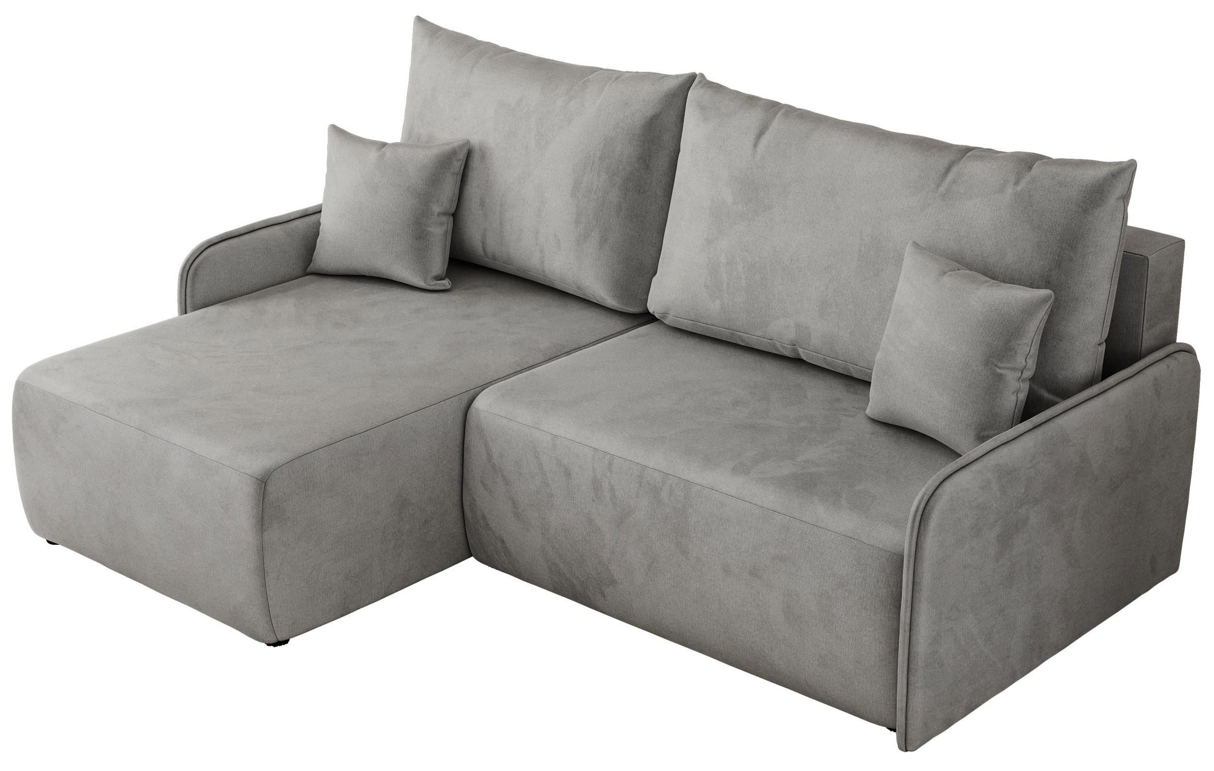 ECKSCHLAFSOFA ARPA L Hellgrau Velvet - links - Hellgrau/Schwarz, Kunststoff/Textil (198/150cm) - MKS