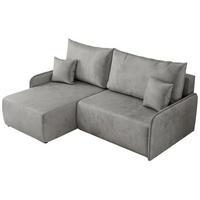ECKSCHLAFSOFA ARPA L Hellgrau Velvet - links - Hellgrau/Schwarz, Kunststoff/Textil (198/150cm) - MKS