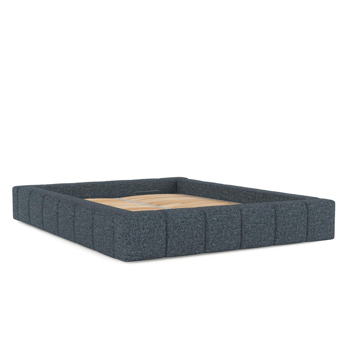 POLSTERBETT Kea mit Stauraum 200/200 cm Marineblau im Modesto Stoff - Schwarz/Naturfarben, Holz/Holzwerkstoff (200/200cm) - AltaBeds