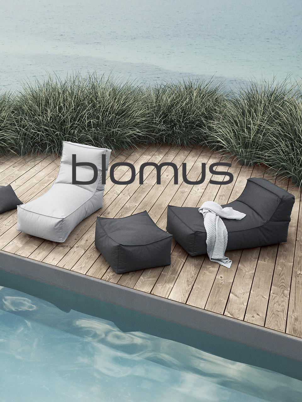 Blomus Outdoor Gartenliegen mit Hockern 
