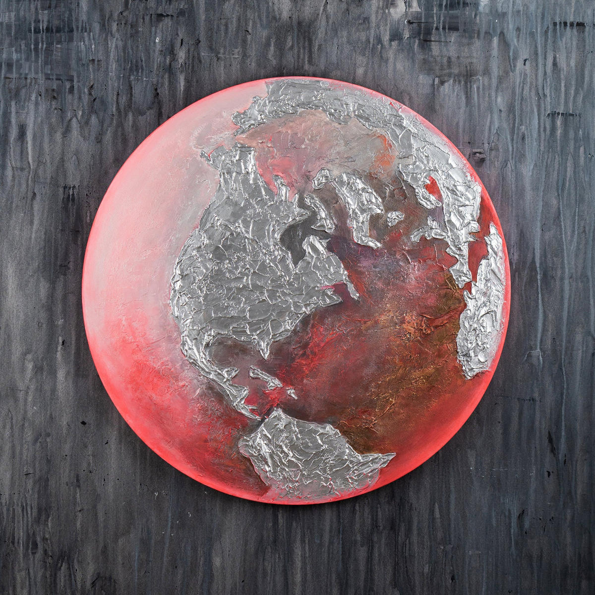 GEMÄLDE Erde nachtleuchtend 100 cm - Rot, Holz (100/4cm) - YS-art gallery