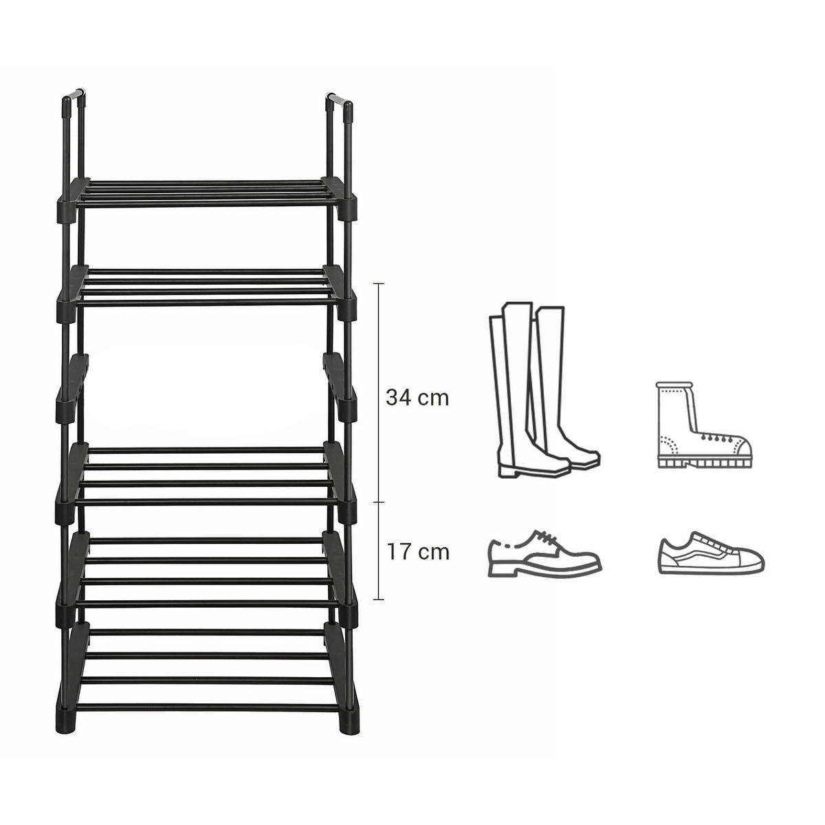 SCHUHREGAL, schwarz - Schwarz, Metall (45/106/30cm) - A2A Home