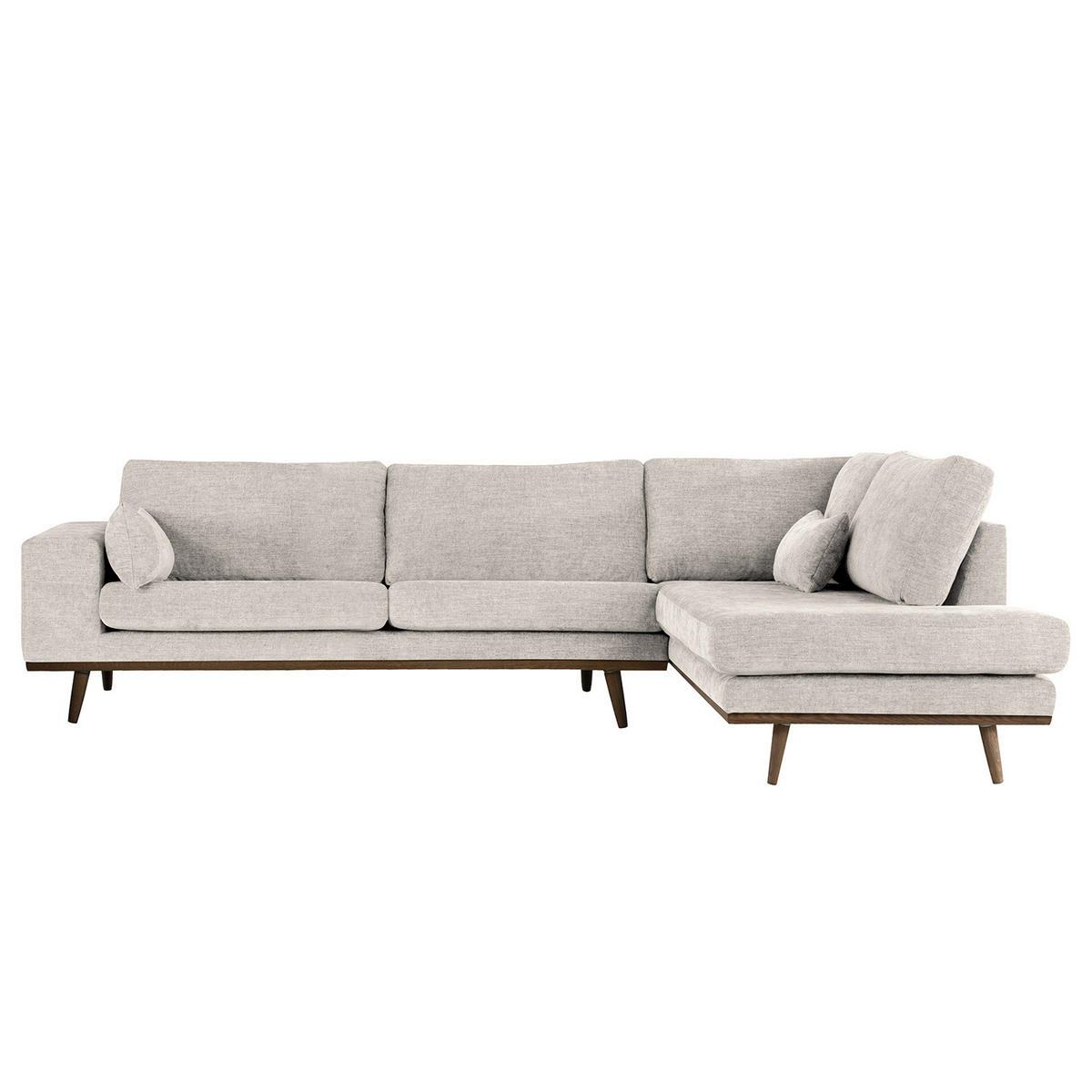 ECKSOFA mit Ottomane - Eichefarben/Grau, Eichenholz/Textil (287/219cm) - home24