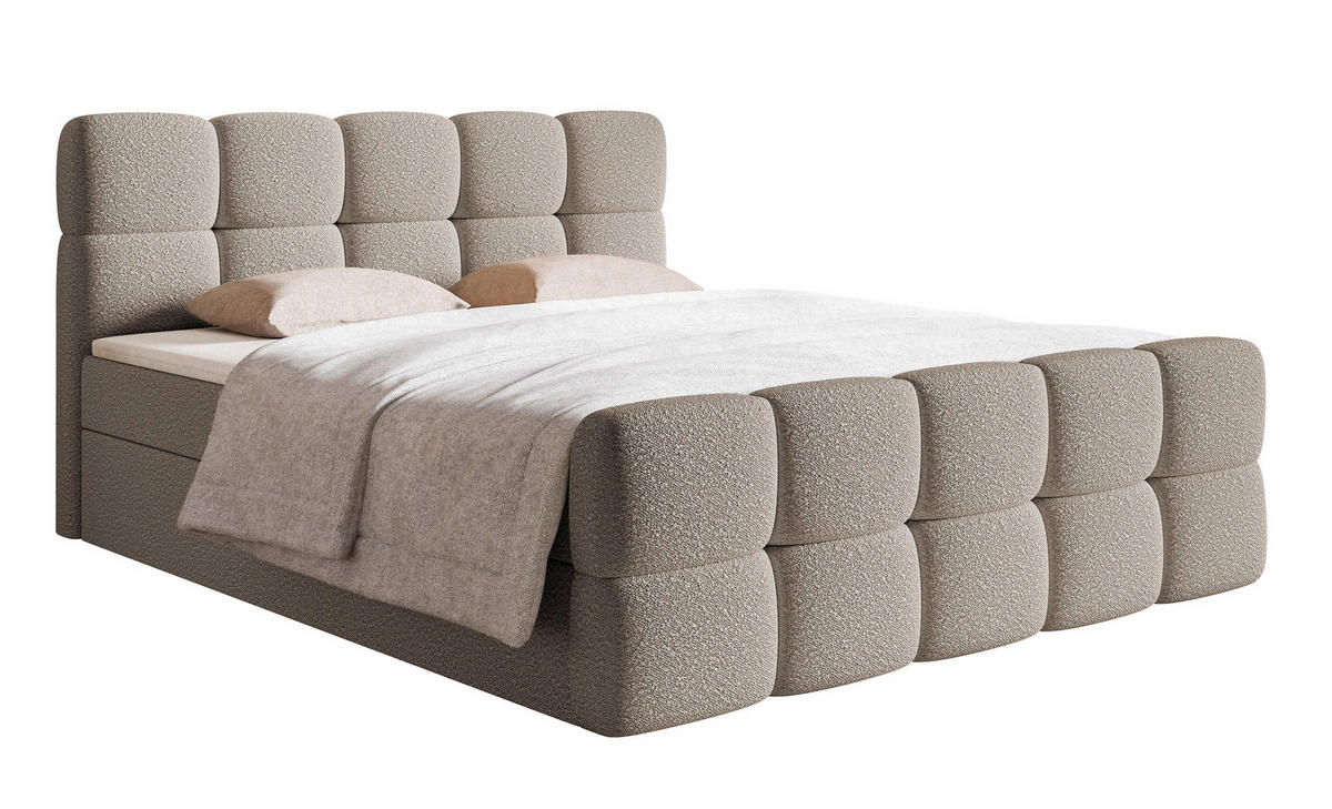 BOXBETT Cloudy Grau-Beige Boucle-Bezug 160/200 cm - Greige, Textil (160/200cm) - Selsey
