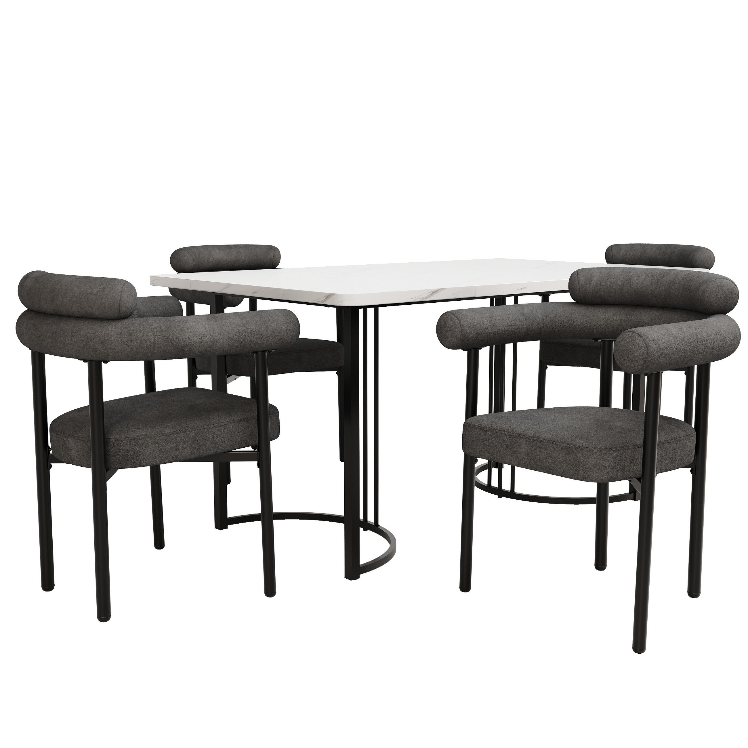 ESSGRUPPE DE-39153 140/80 cm Tisch mit 4 Stühlen Grau - Grau, Metall (140/75/80cm) - ComfortXL