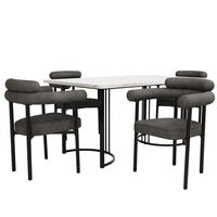 ESSGRUPPE DE-39153 140/80 cm Tisch mit 4 Stühlen Grau - Grau, Metall (140/75/80cm) - ComfortXL