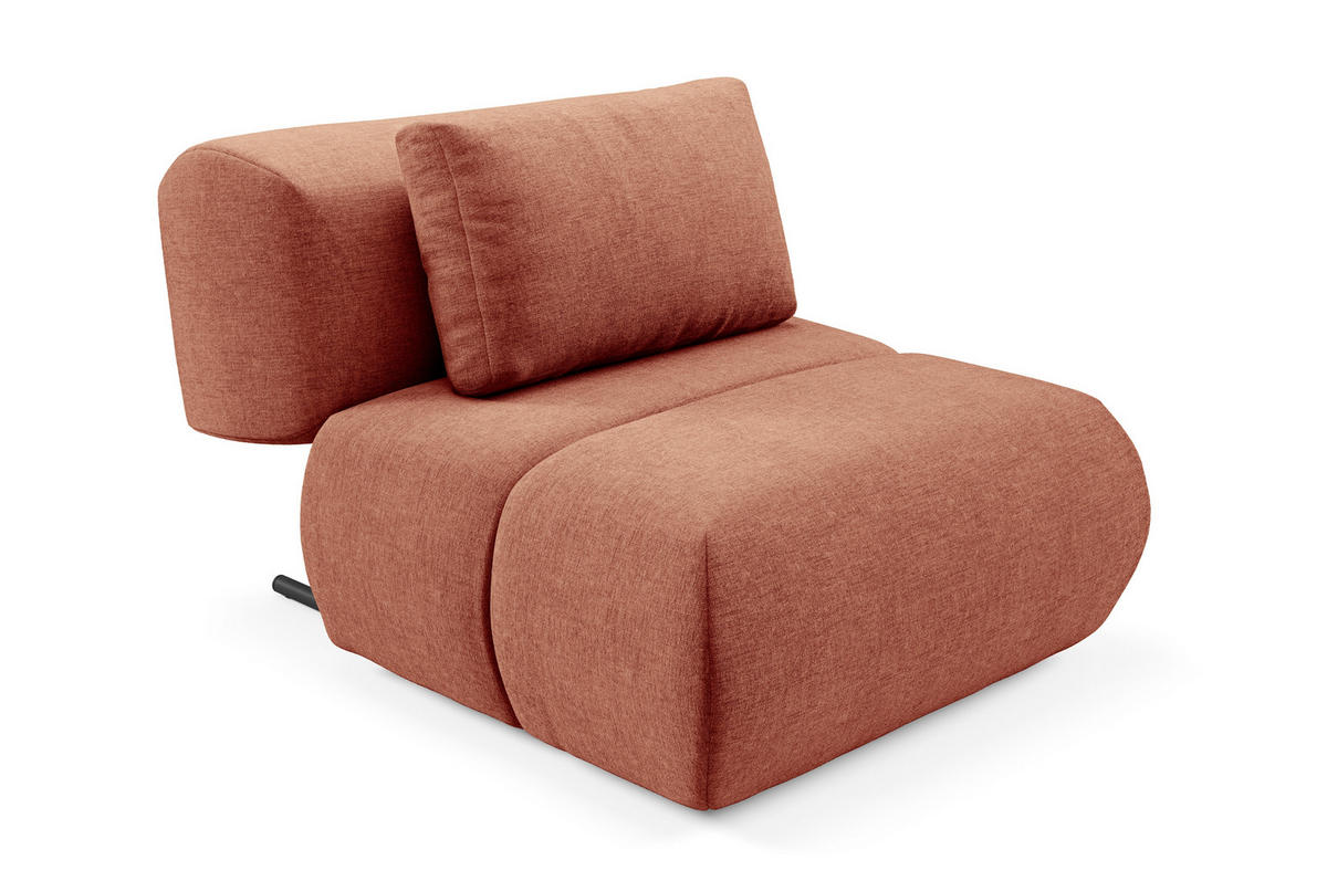 SESSEL ATOMO, Modern Polstersessel Loungesessel, Chenille-Stoff Orange - Orange, Holz/Metall (98/82/134cm) - MASSENO