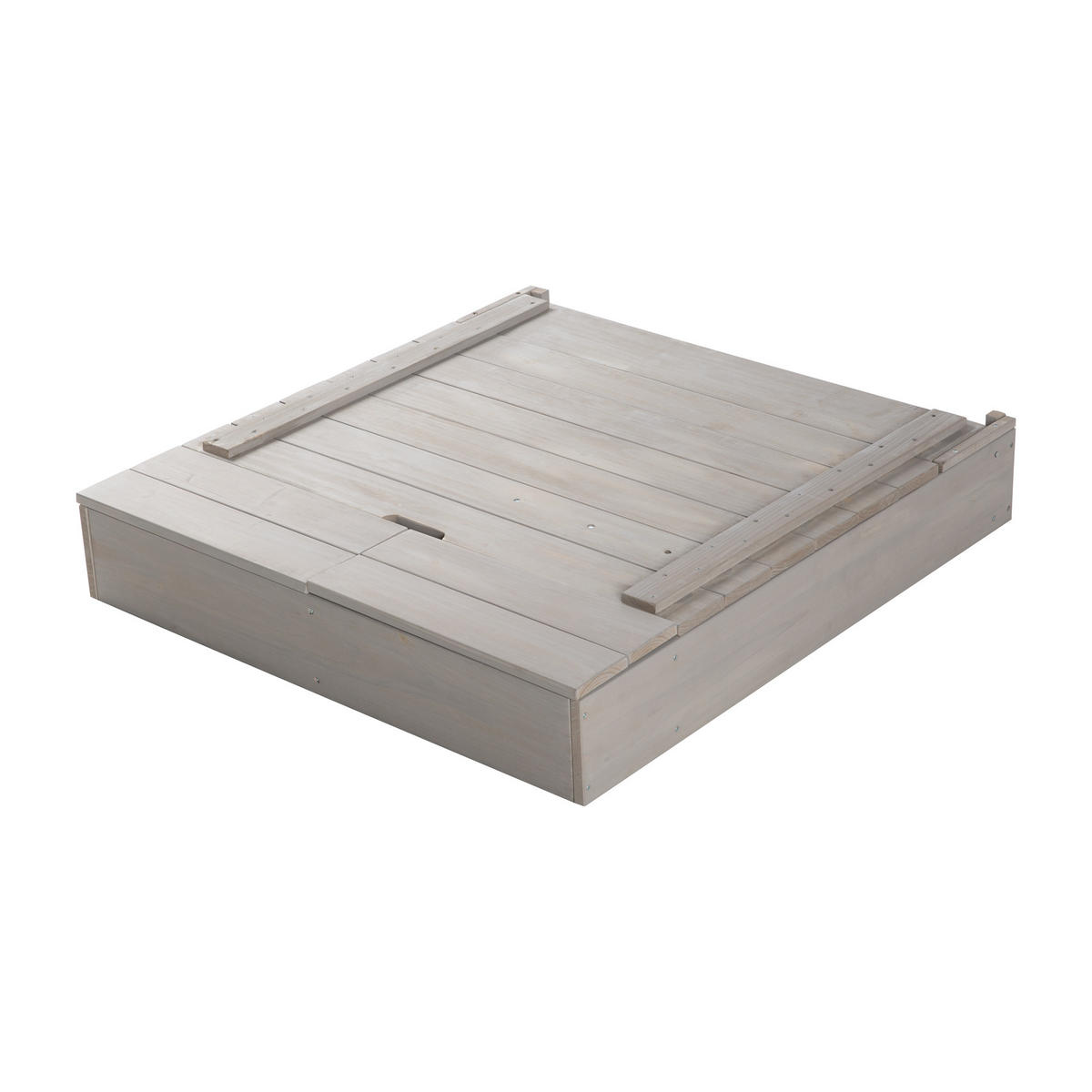 SANDKASTEN mit Deckel, Tafel und Haken grau - Grau, Holz (85/88/65.5cm) - Roba